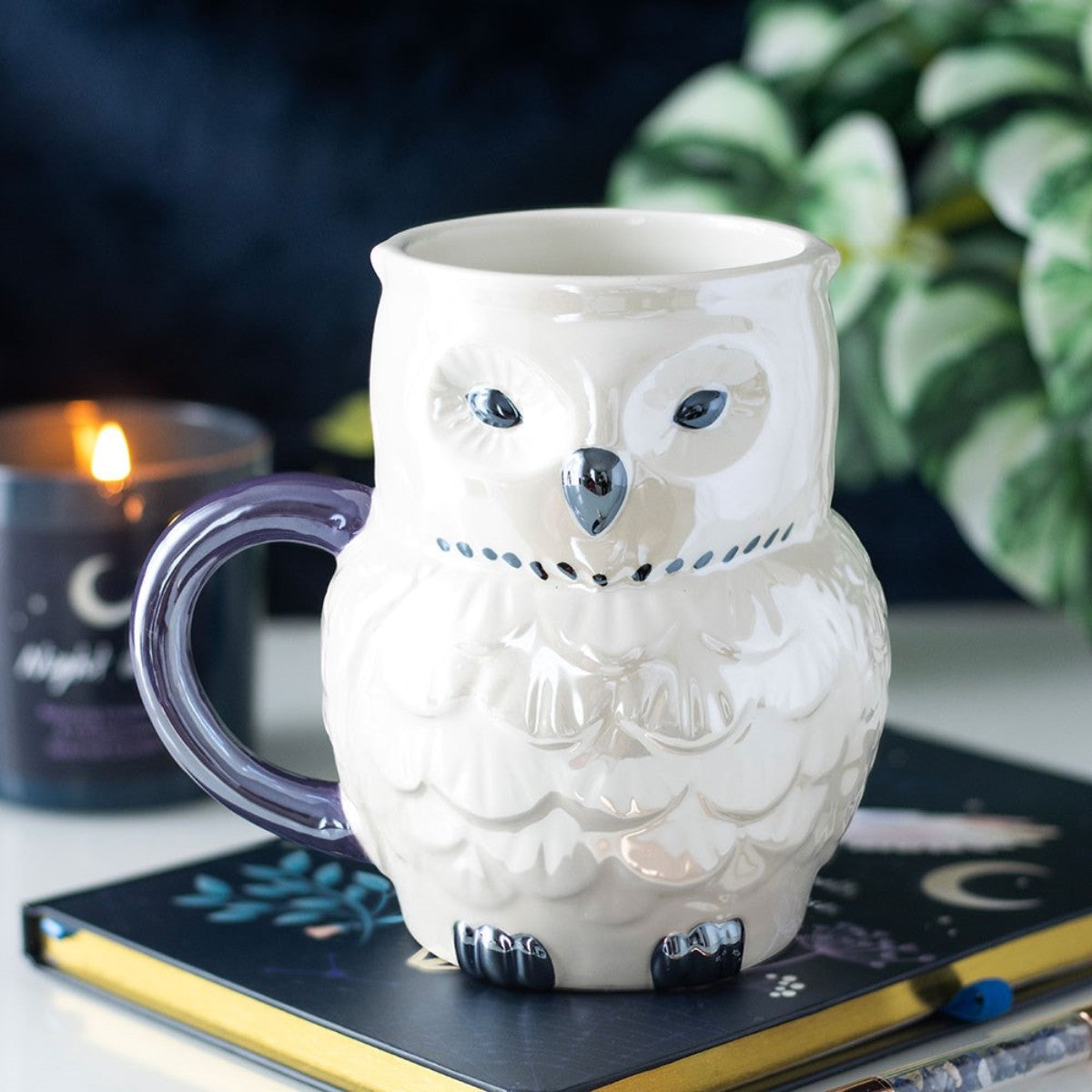 Owl Shaped Iridescent Mug – Cute Ceramic Animal Coffee Cup