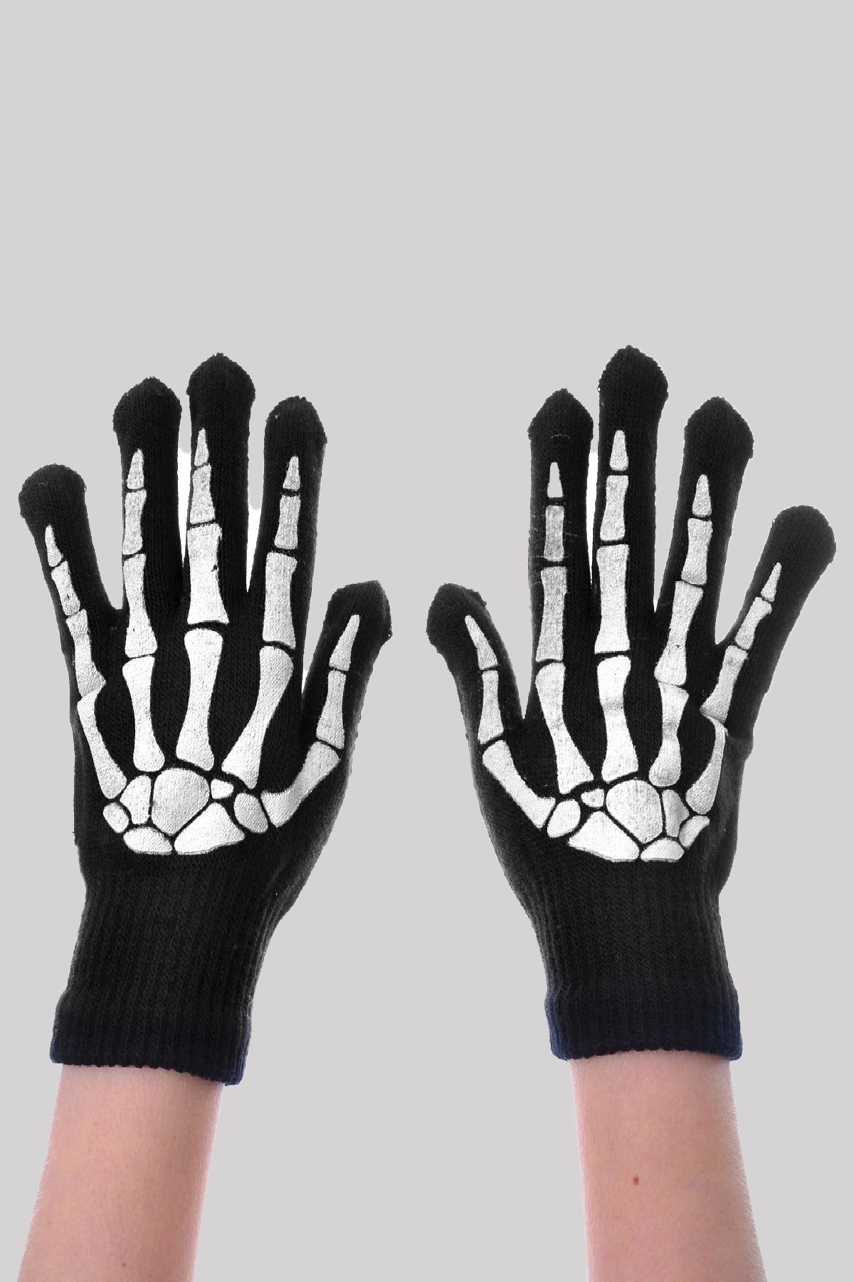 Poizen Industries Goth Long Skeleton Bone Gloves