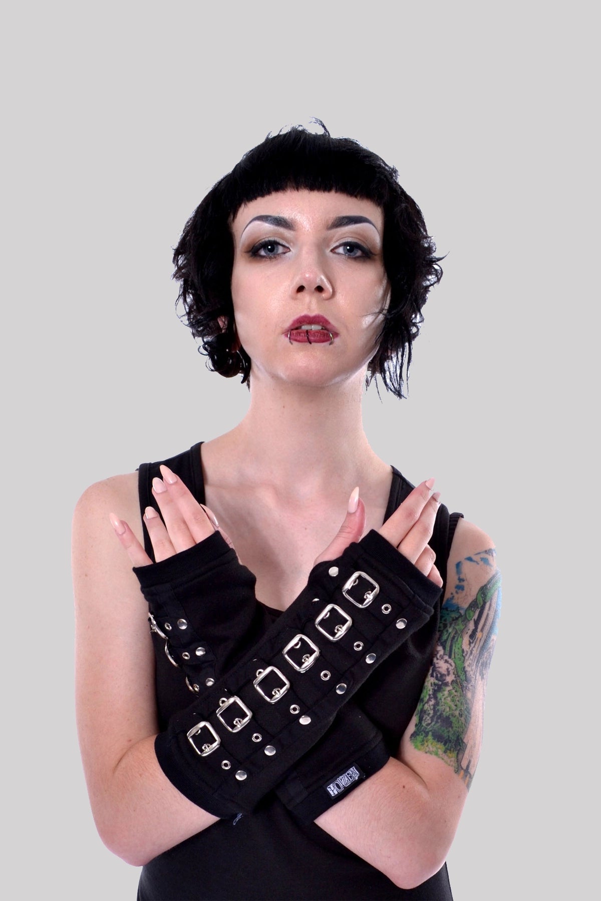 Poizen Industries Goth Punk Buckled Arm Warmers Ro Rox Ro Rox