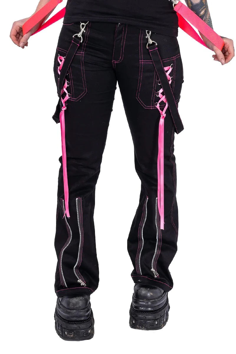 Poizen Industries Pink Black Gothic Punk Harness Fuse Pants