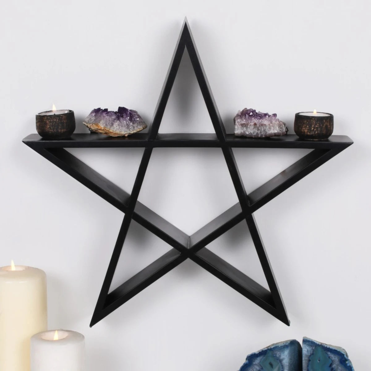 Pentagram Star Wall Shelf Gothic MDF Display for Ornaments