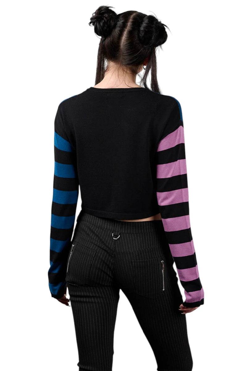 Banned Voidstar Skull Jumper Cropped Gothic Knit Sweater