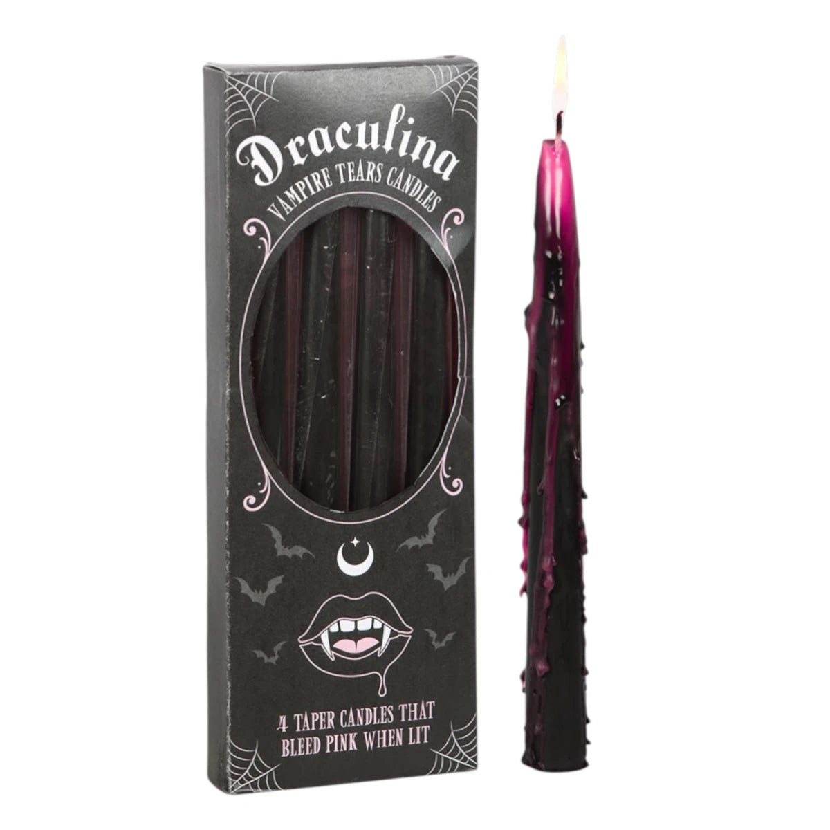 Pink Vampire Tears Candles Draculina Goth Pink Taper Set of 4