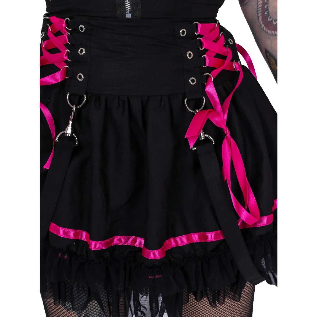 Poizen Industries Lustre Dress – Gothic Black & Pink Dress