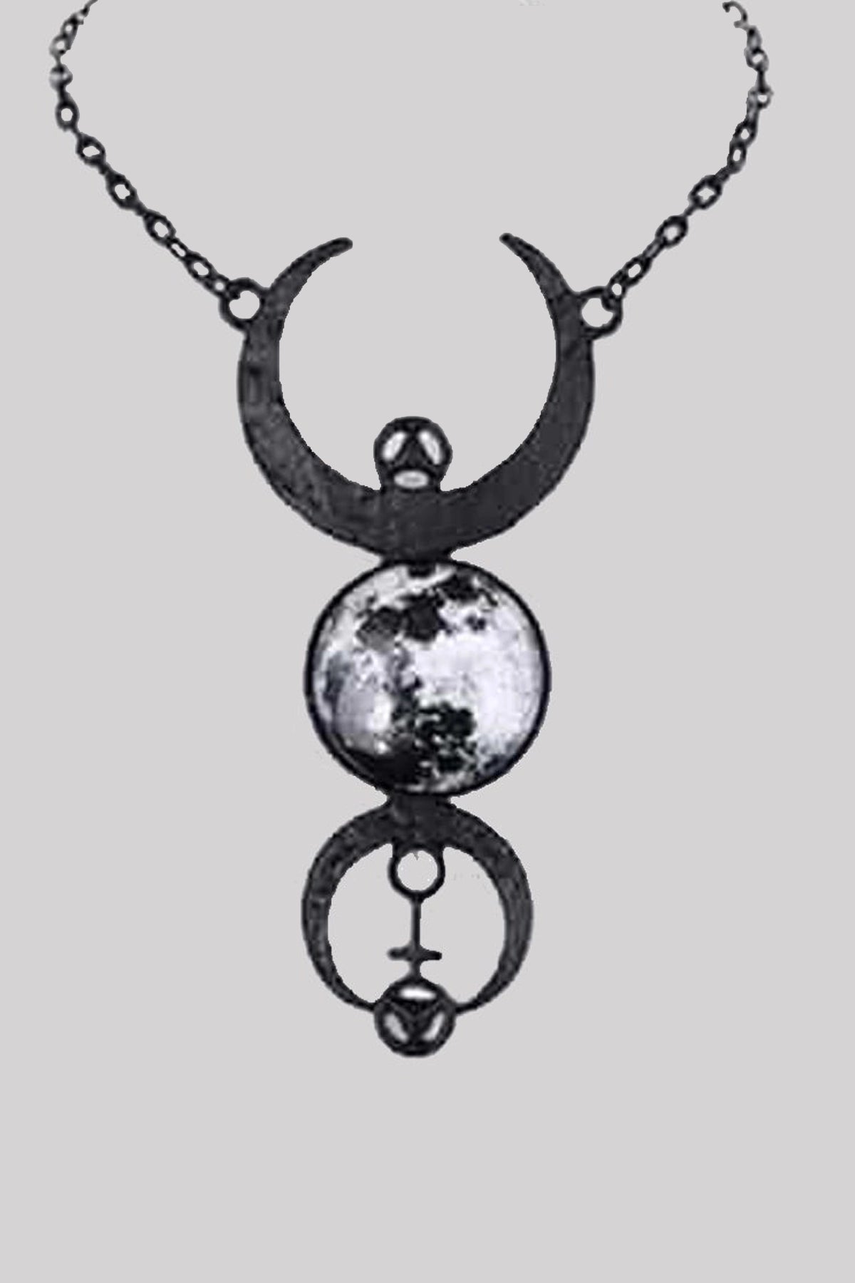 Restyle Black Full Crescent Moon Pendant Necklace
