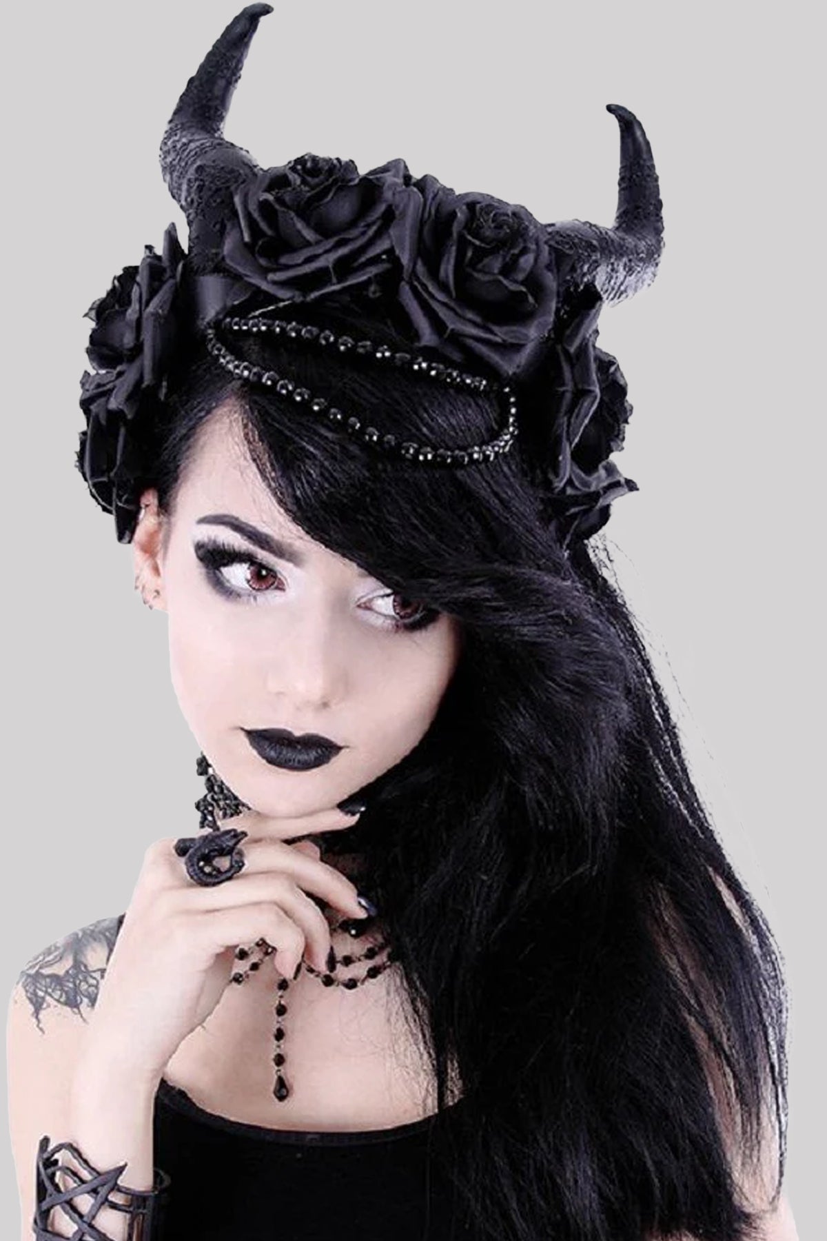 Restyle Evil Queen Gothic Hair Garland Horns Flower Headband