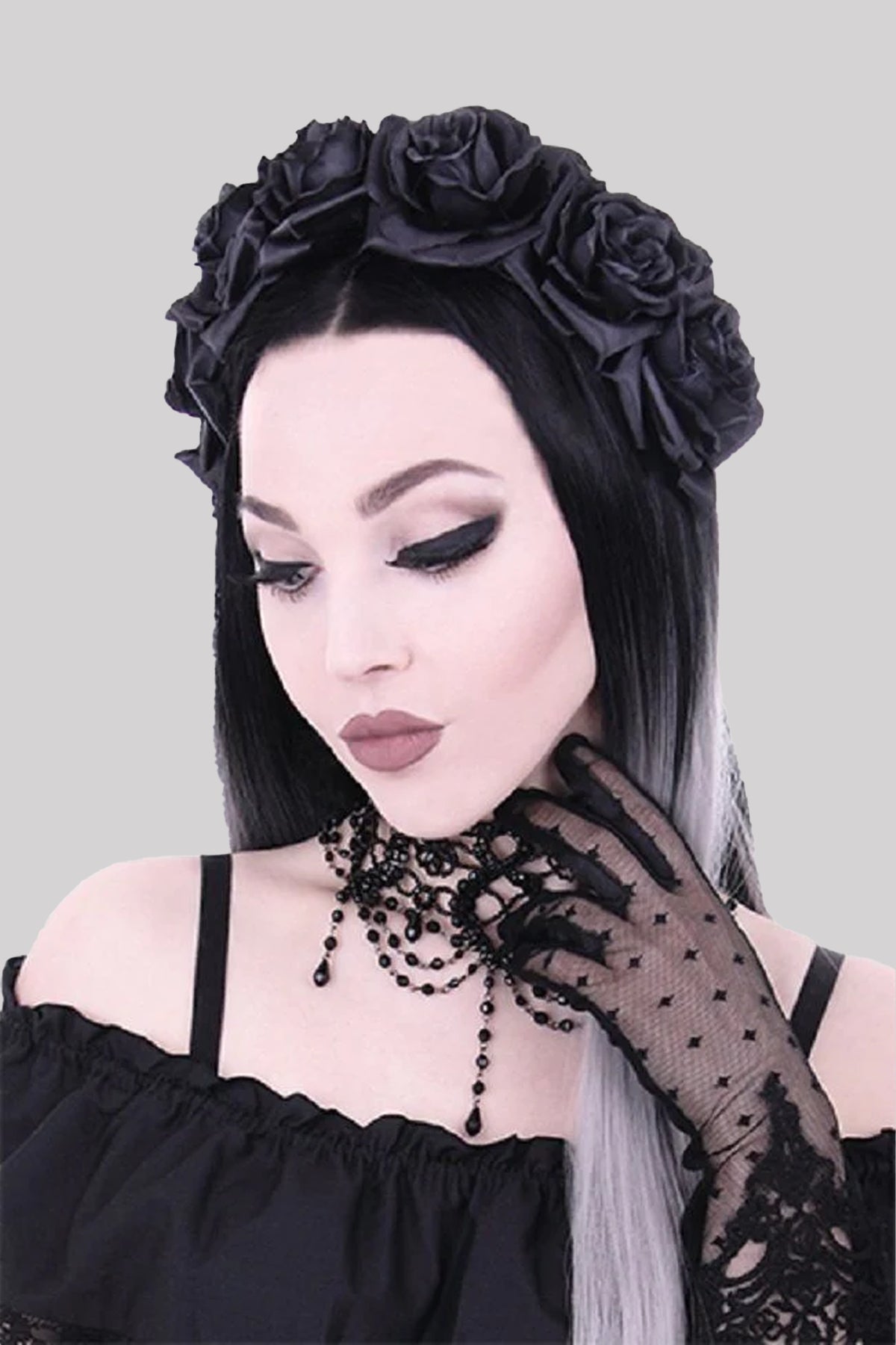 Restyle Roses Gothic Floral Hair Garland Headband