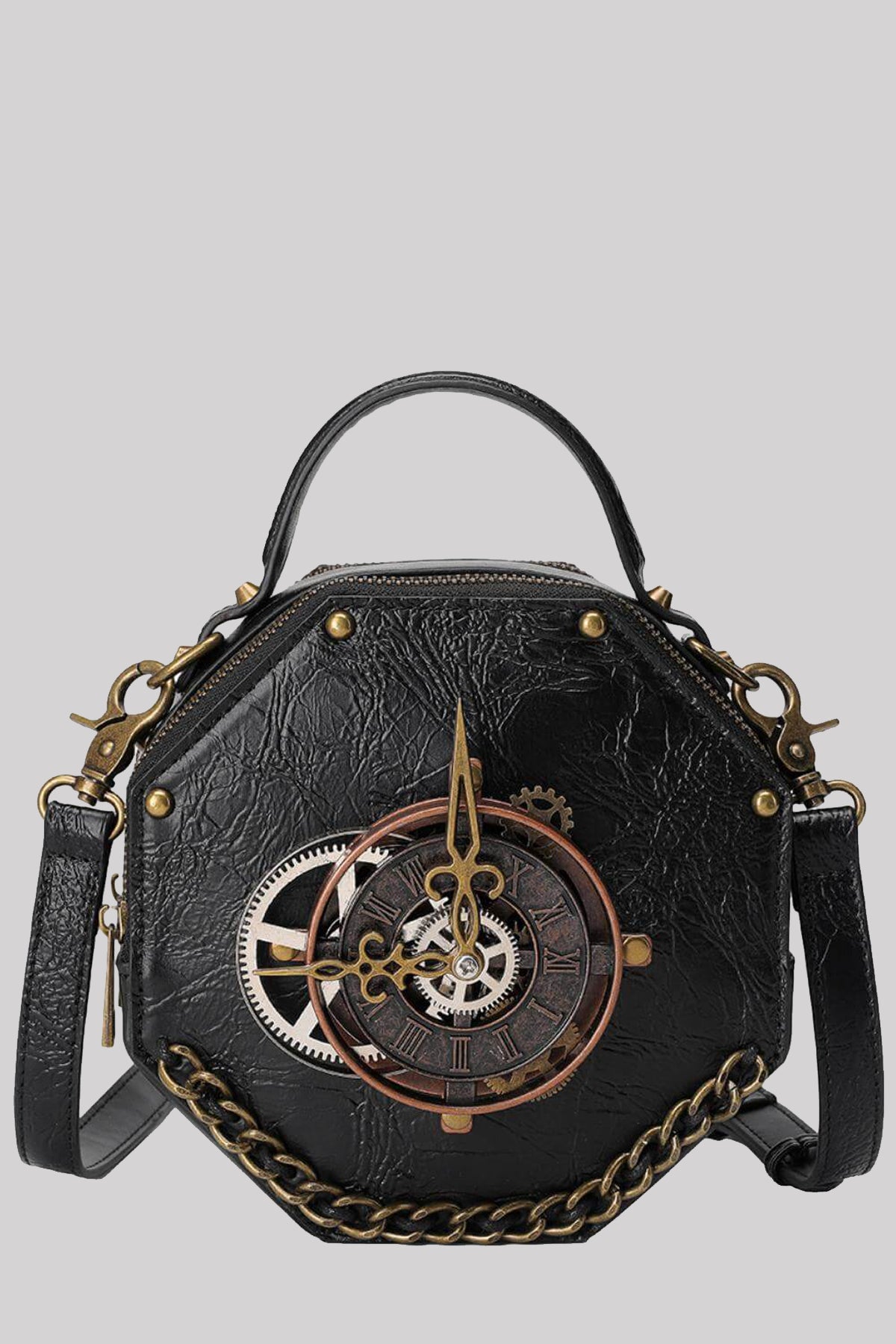 Ro Rox Cyrus Steampunk Clock Faux Leather Cross Body Bag