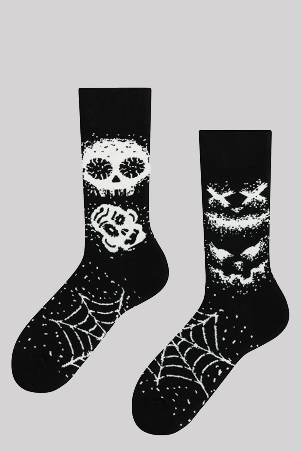 Ro Rox Horror Skull Cobweb Gothic Halloween Crew Ankle Socks