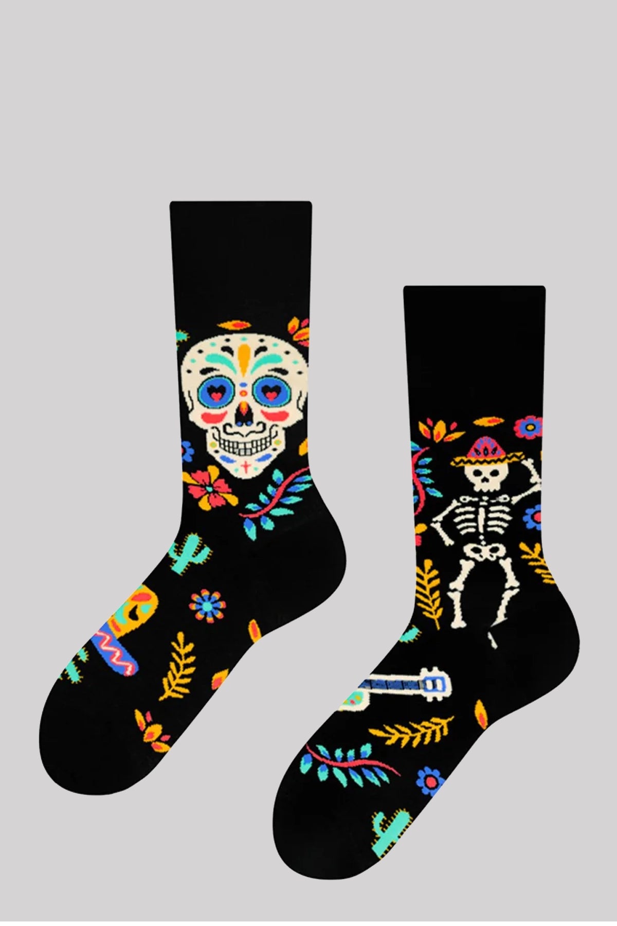 Ro Rox Music Sombrero Day Of The Dead Halloween Ankle Socks