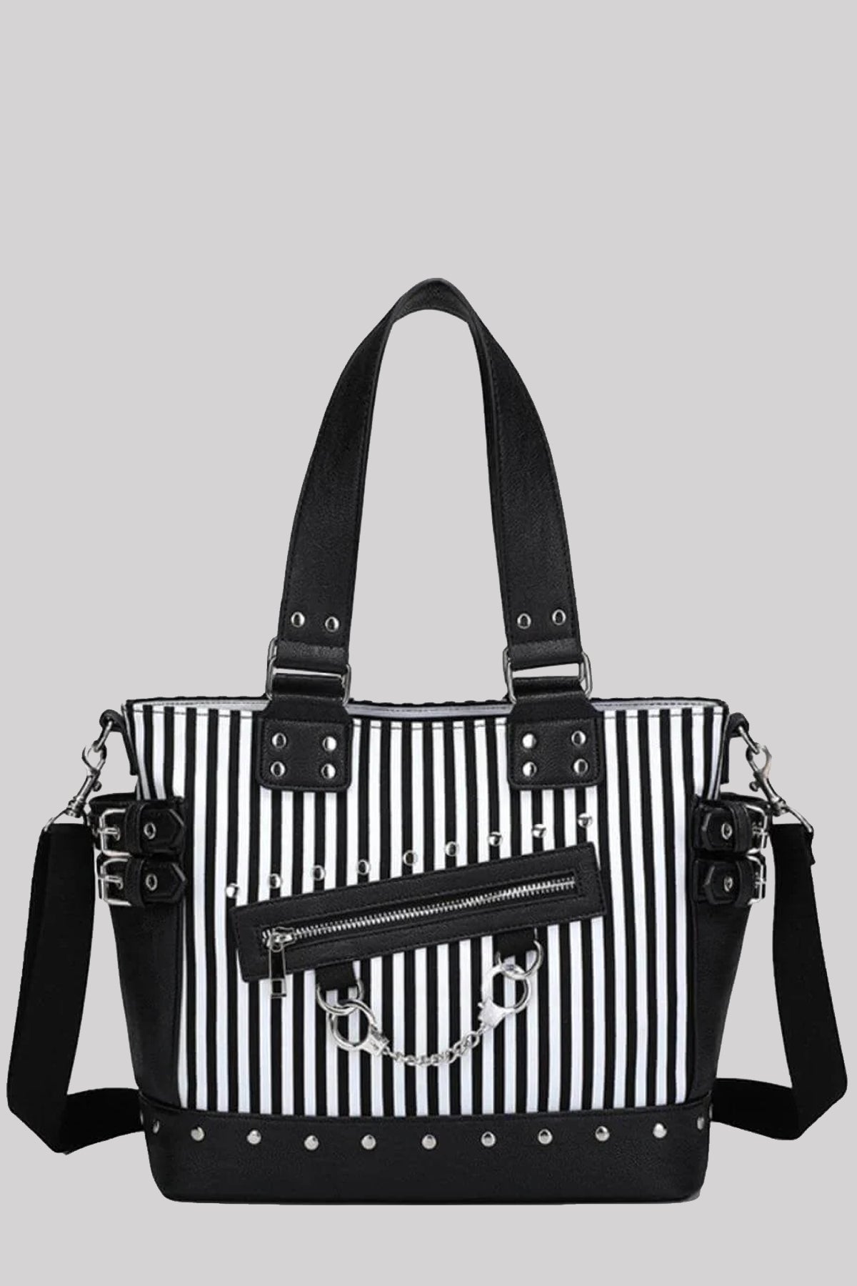 Ro Rox Phoenix Stripe Black White Handcuff Bag