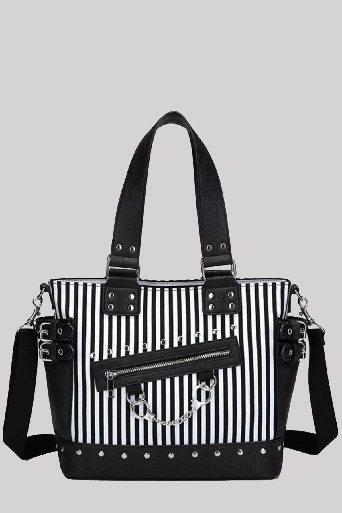 Ro Rox Phoenix Stripe Black-White Handcuff Bag