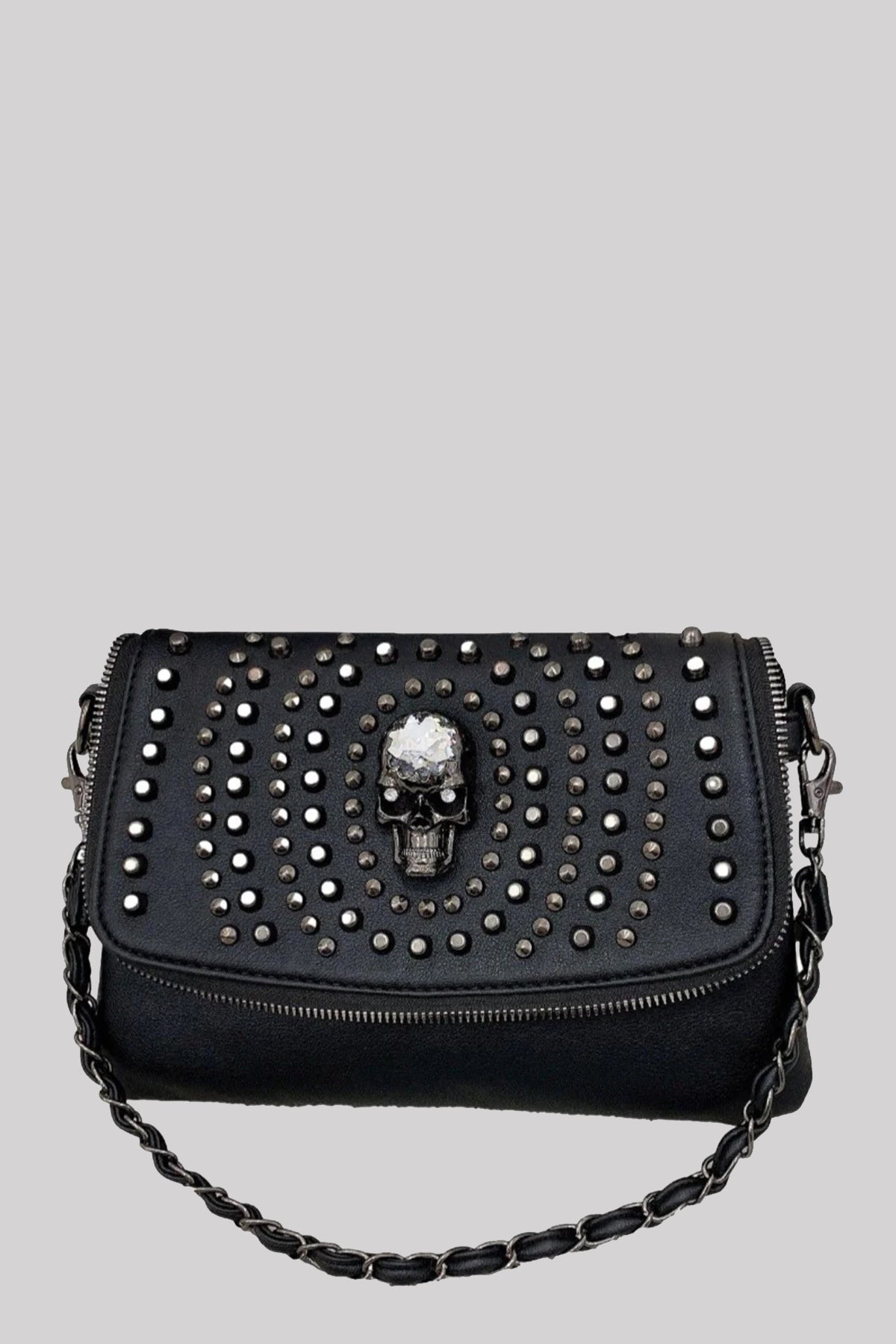 Ro Rox Skull Studded Small Crossbody Bag Chain Rivet Purse