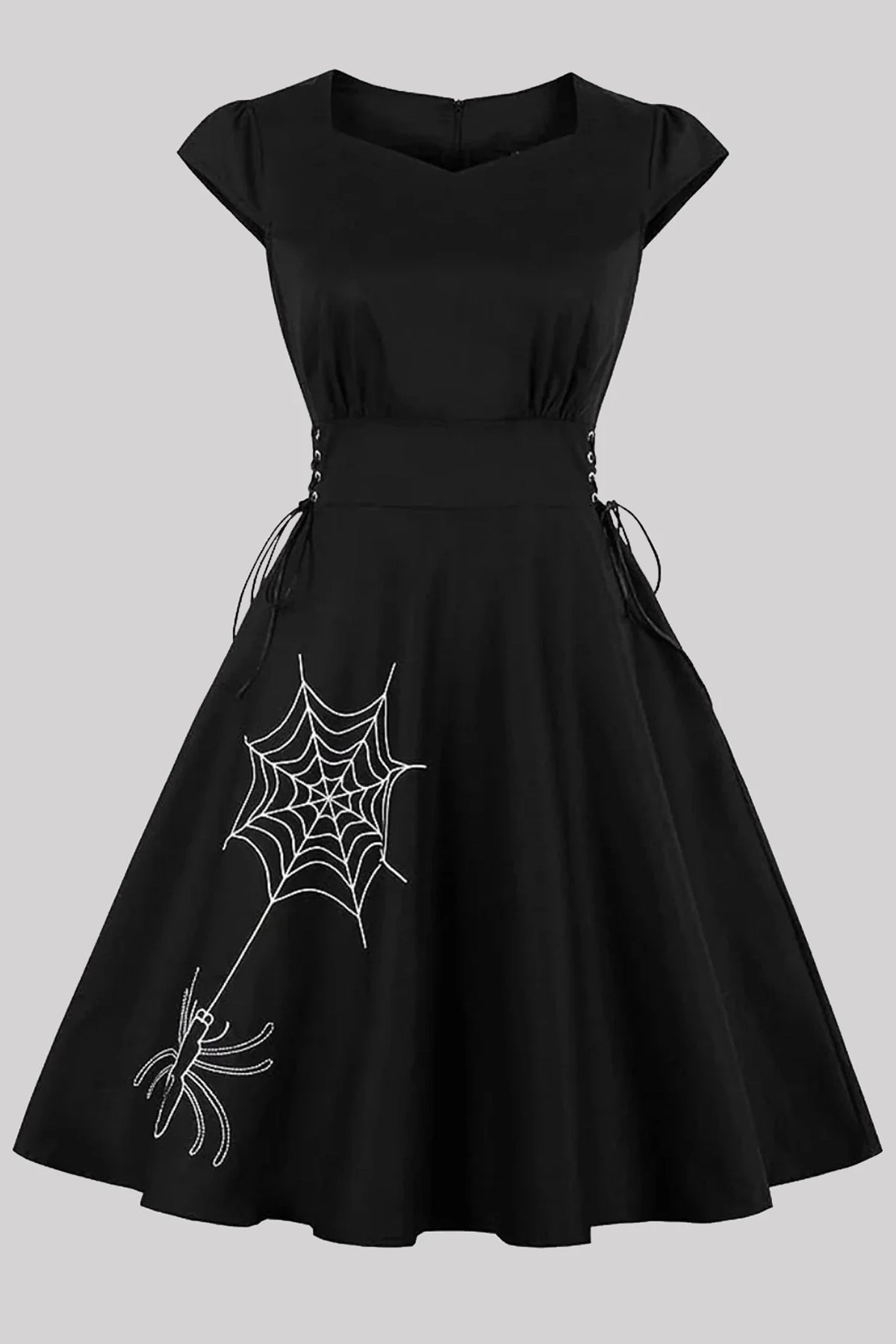Ro Rox Charlotte Gothic Rockabilly Spider Web Swing Dress