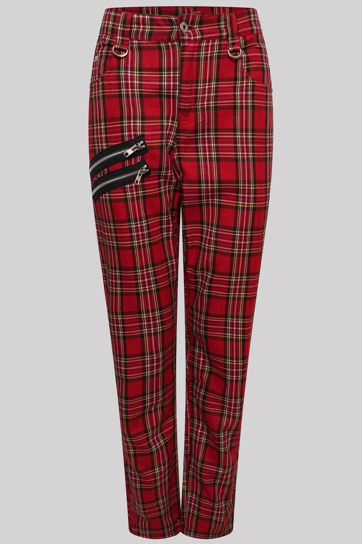 Ro Rox Red Tartan Punk Trousers Unisex Goth Pants Ro Rox