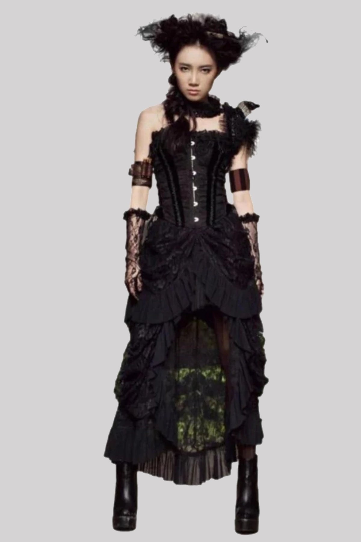 Ro Rox Cyra High Low Ruffle Hem Sexy Gothic Maxi Skirt | Ro Rox Ro Rox Cyra High Low Ruffle Hem Sexy Gothic Maxi Skirt | Ro Rox