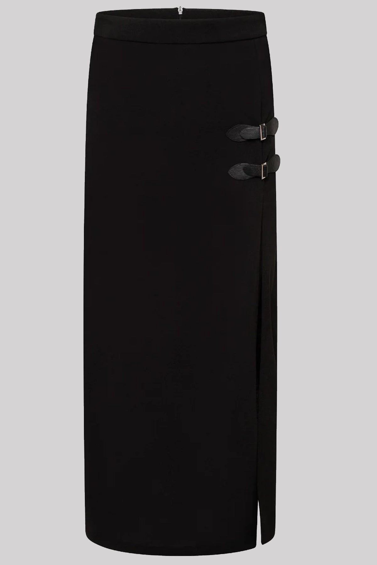 Ro Rox Double Belt High Slit Gothic Maxi Skirt