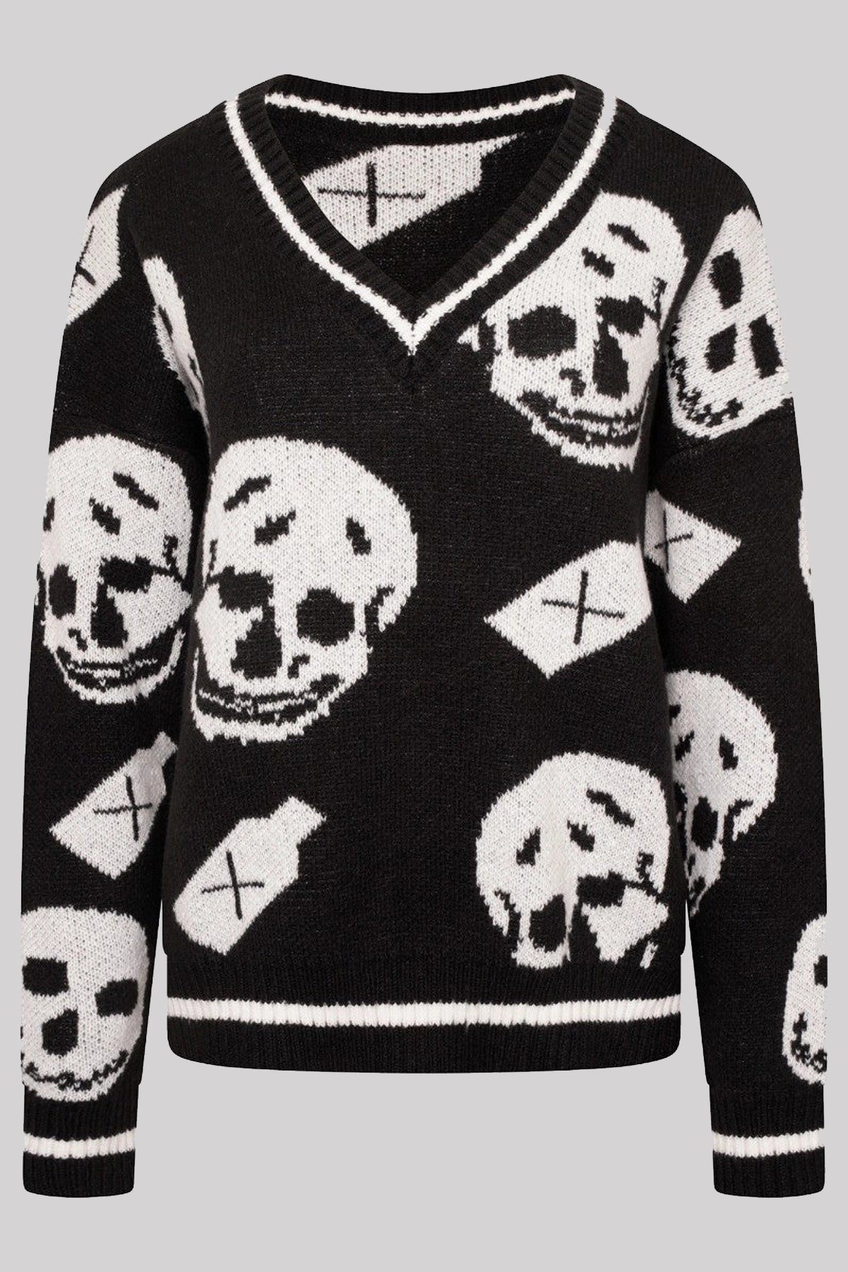 Ro Rox Skull Poizon Chunky Gothic Knitted Long Sleeve Jumper