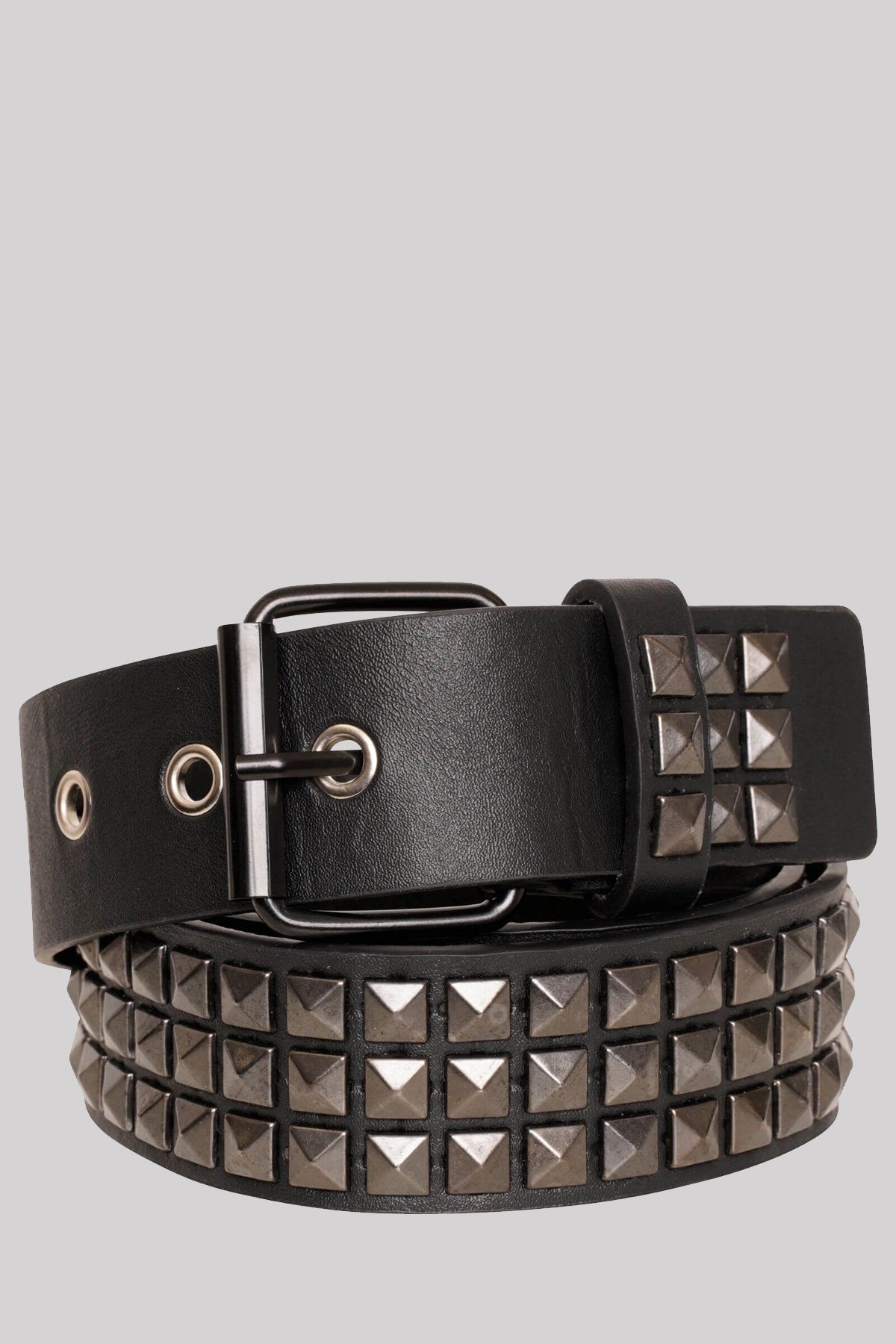 Ro Rox Kraz Pin Buckle Casual Studded Belt, Black & Grey