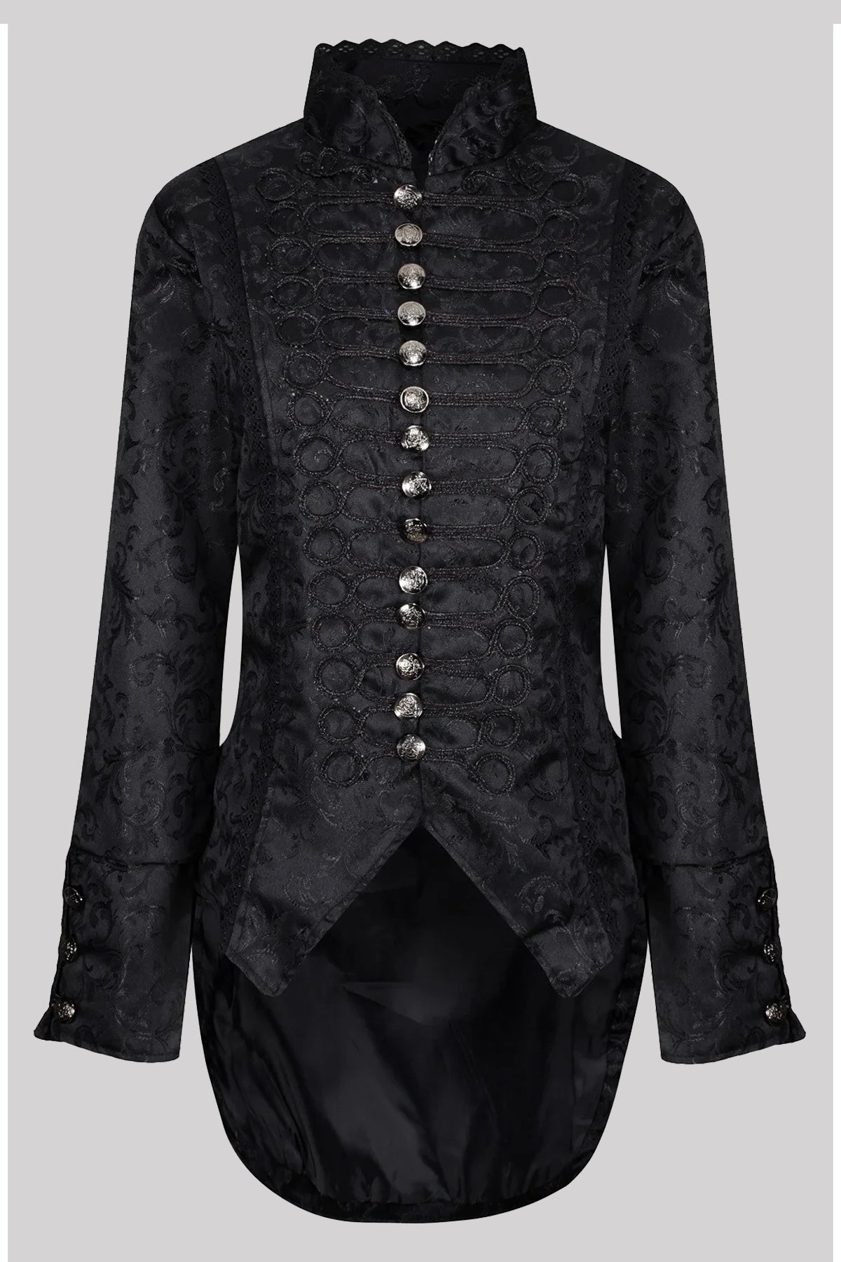 Women s Black Brocade Gothic Tailcoat