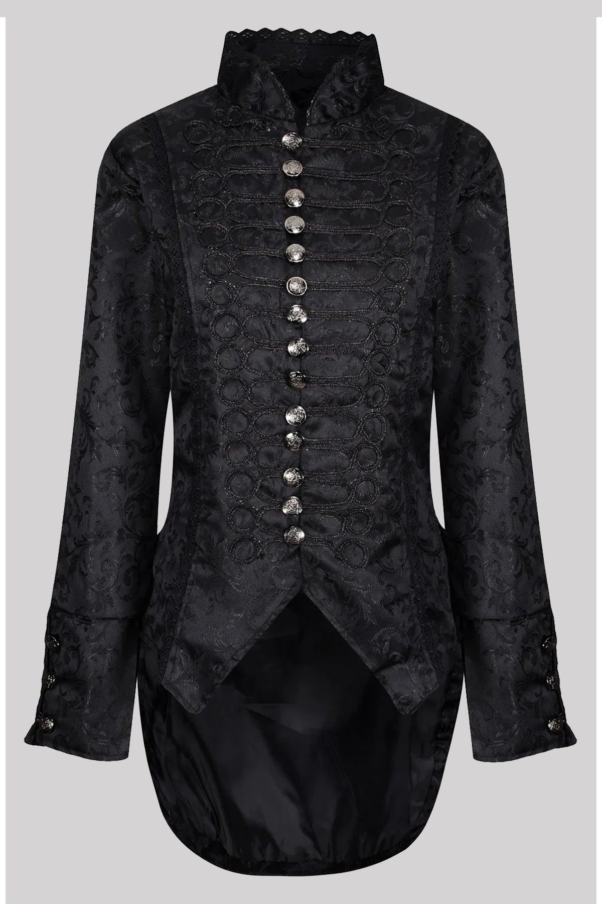 Women's Black Brocade Gothic Tailcoat