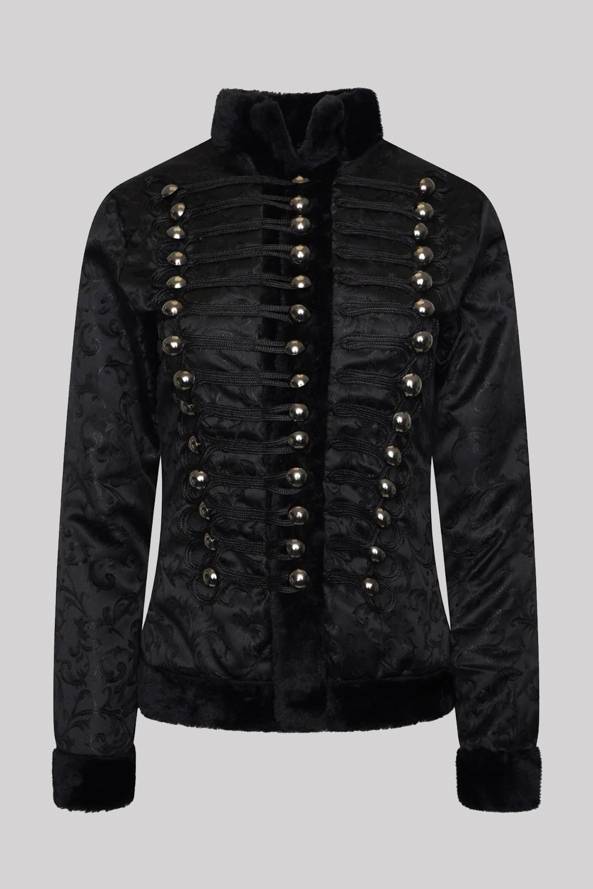 Ro Rox Women's Gothic Faux Fur Military Jacket
