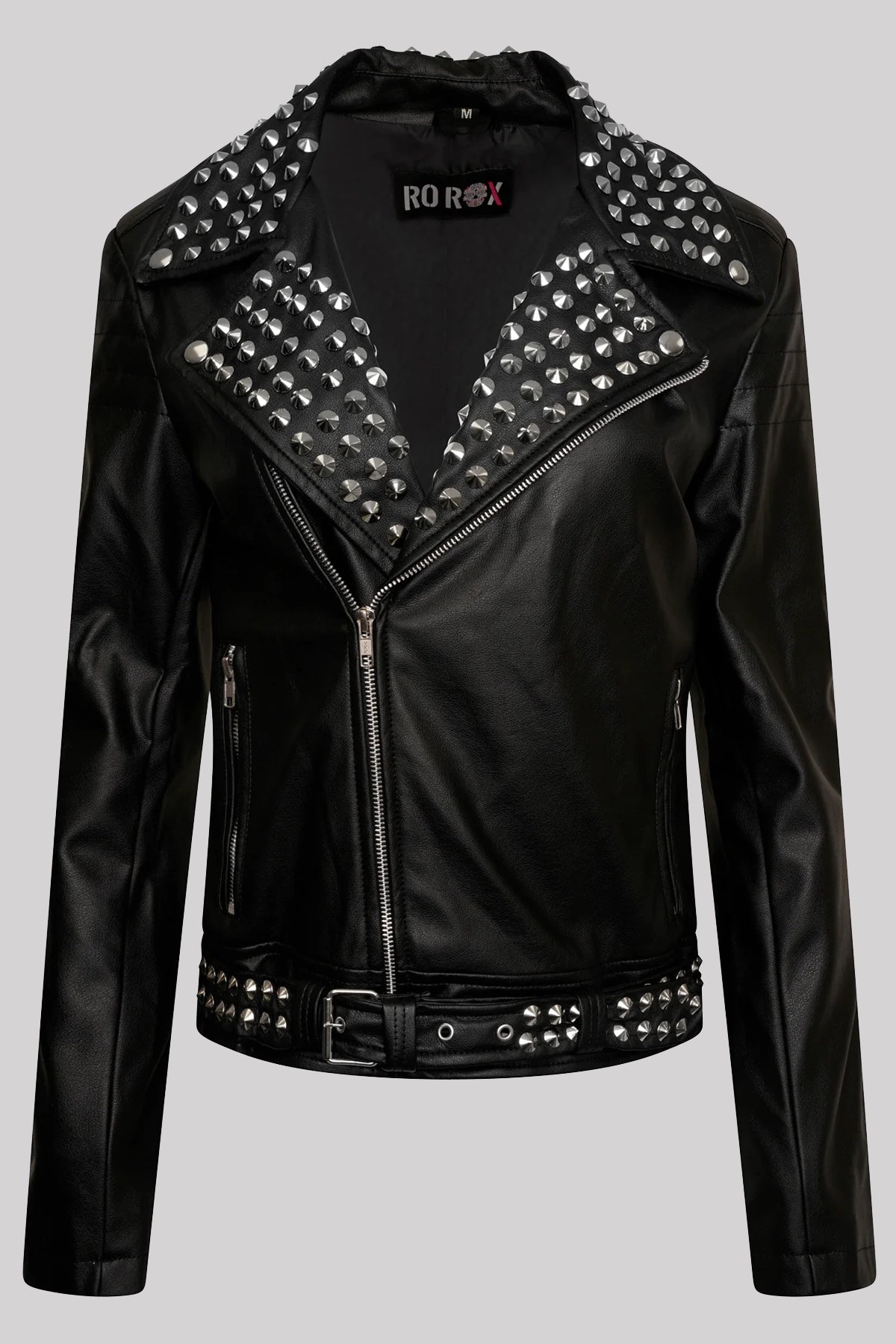 Ro Rox Studded Brando Jacket Faux Leather Punk Goth Biker Jacket