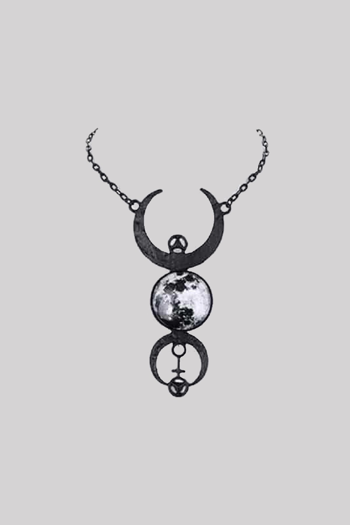 Restyle Black Full Crescent Moon Pendant Necklace