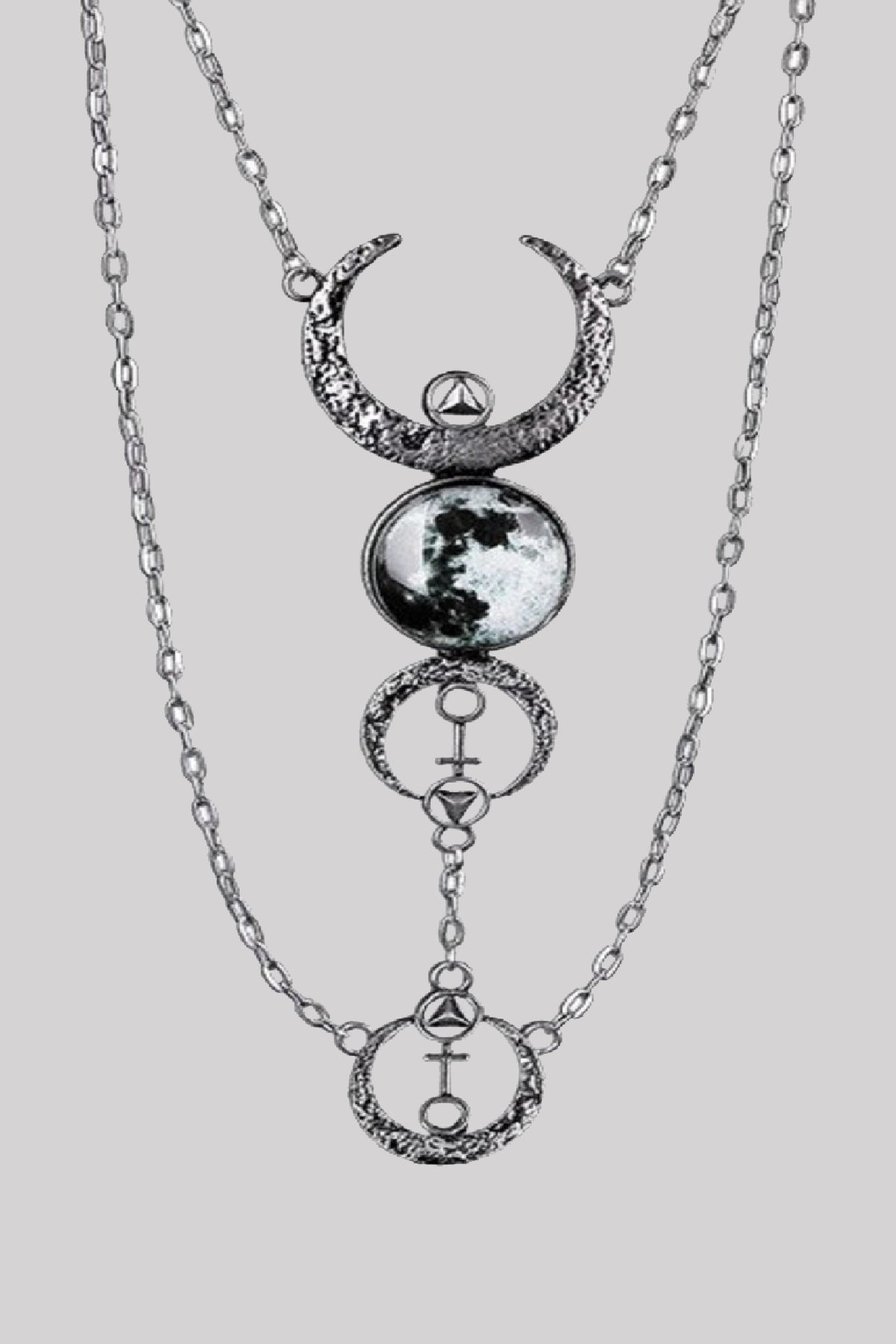 Restyle Full Moon Crescent Long Pendant Wicca Luna Necklace