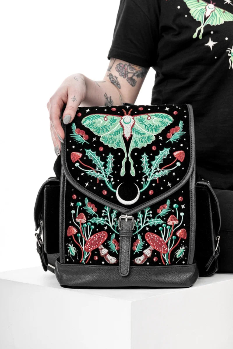 Restyle Autumnal Equinox Backpack Gothic Moth Mushroom Design