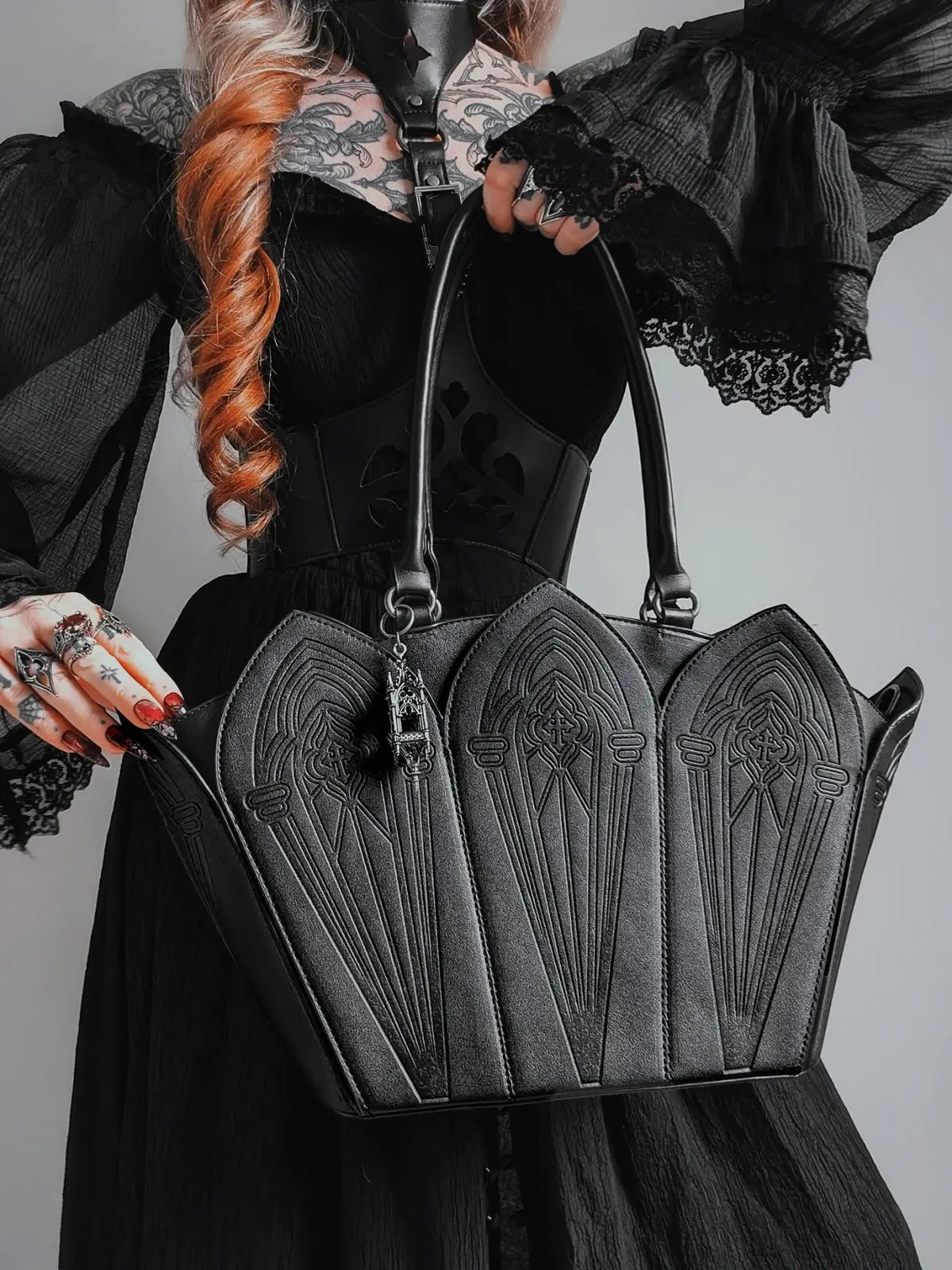 Restyle Crucis Umbra Shopper Bag Gothic Cathedral Tote