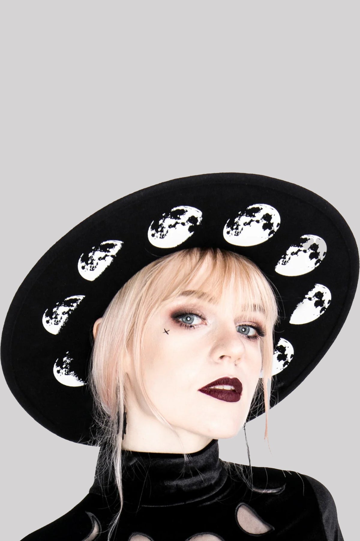Restyle Gothic Wide Stiff Moon Phases Headdress Hat