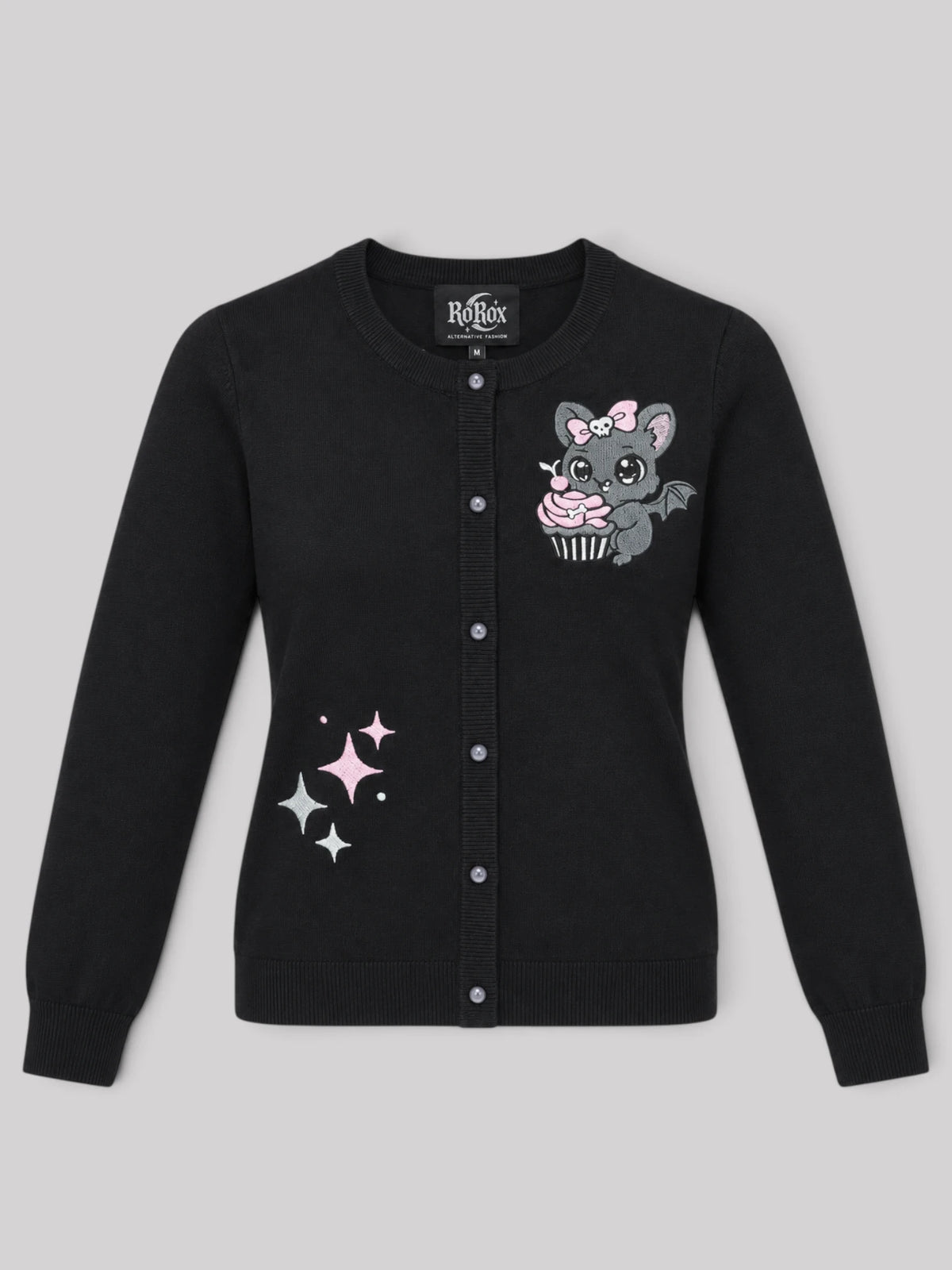 Ro Rox Bat Cupcake Cardigan Kawaii Pastel Style Goth Knitwear