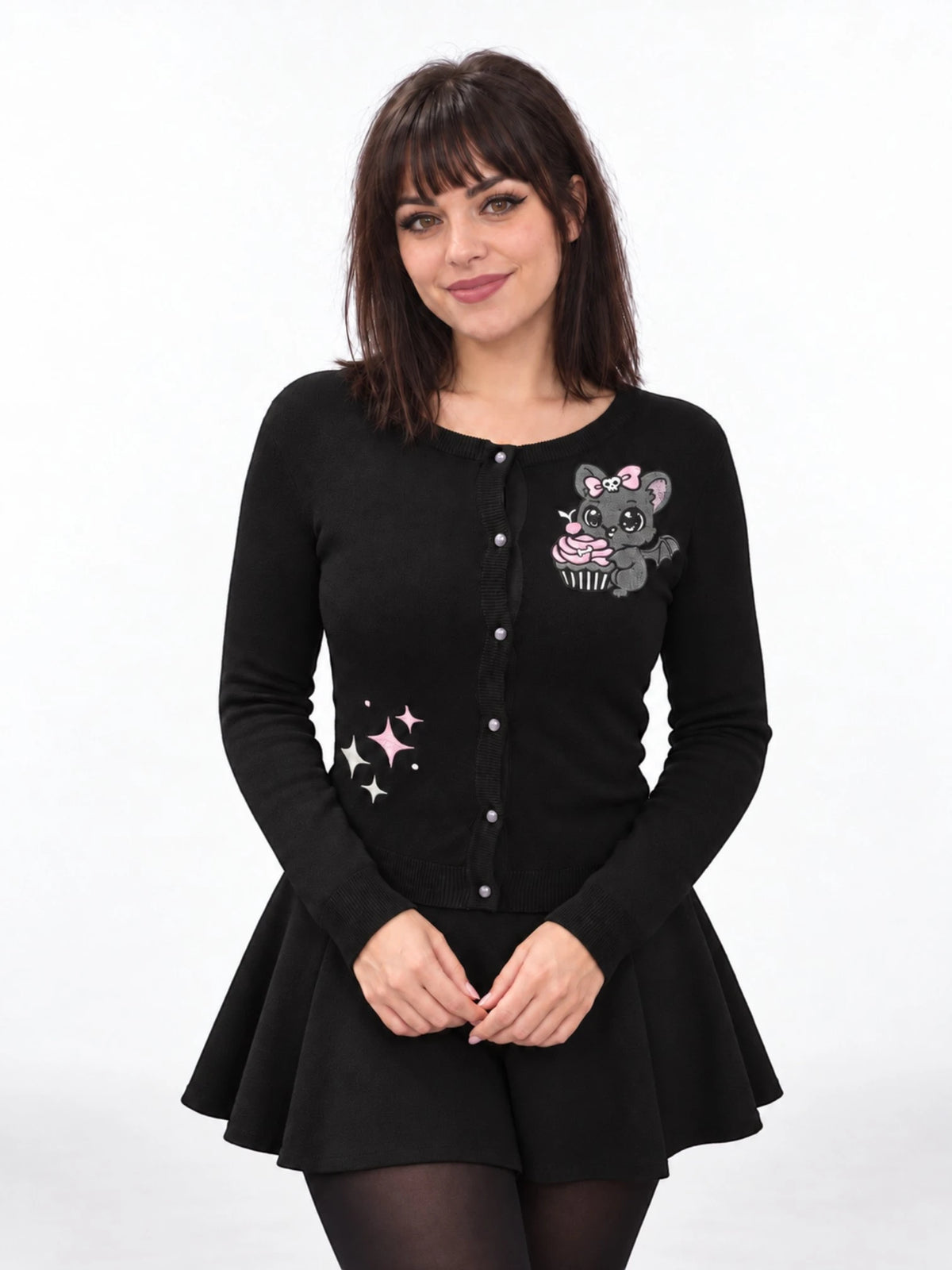 Ro Rox Bat Cupcake Cardigan Kawaii Pastel Style Goth Knitwear