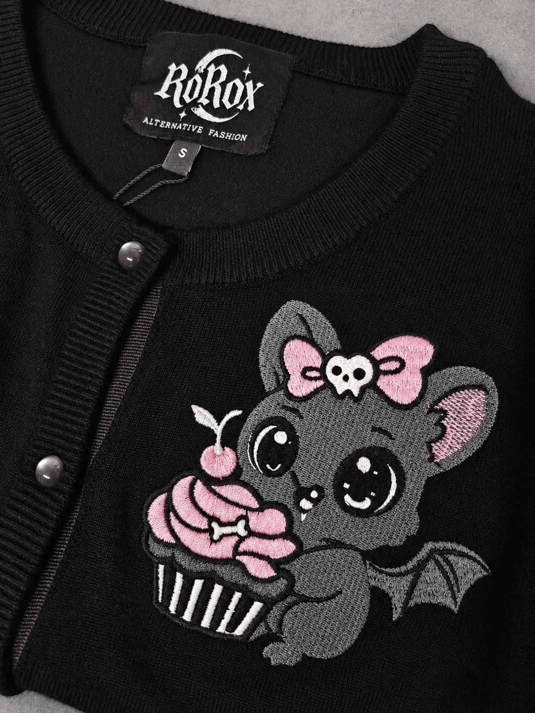 Ro Rox Bat Cupcake Cardigan Kawaii Pastel Style Goth Knitwear