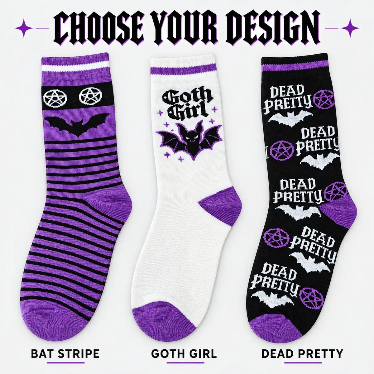 Ro Rox Goth Bat Socks Gothic Knitted Socks 3 Styles