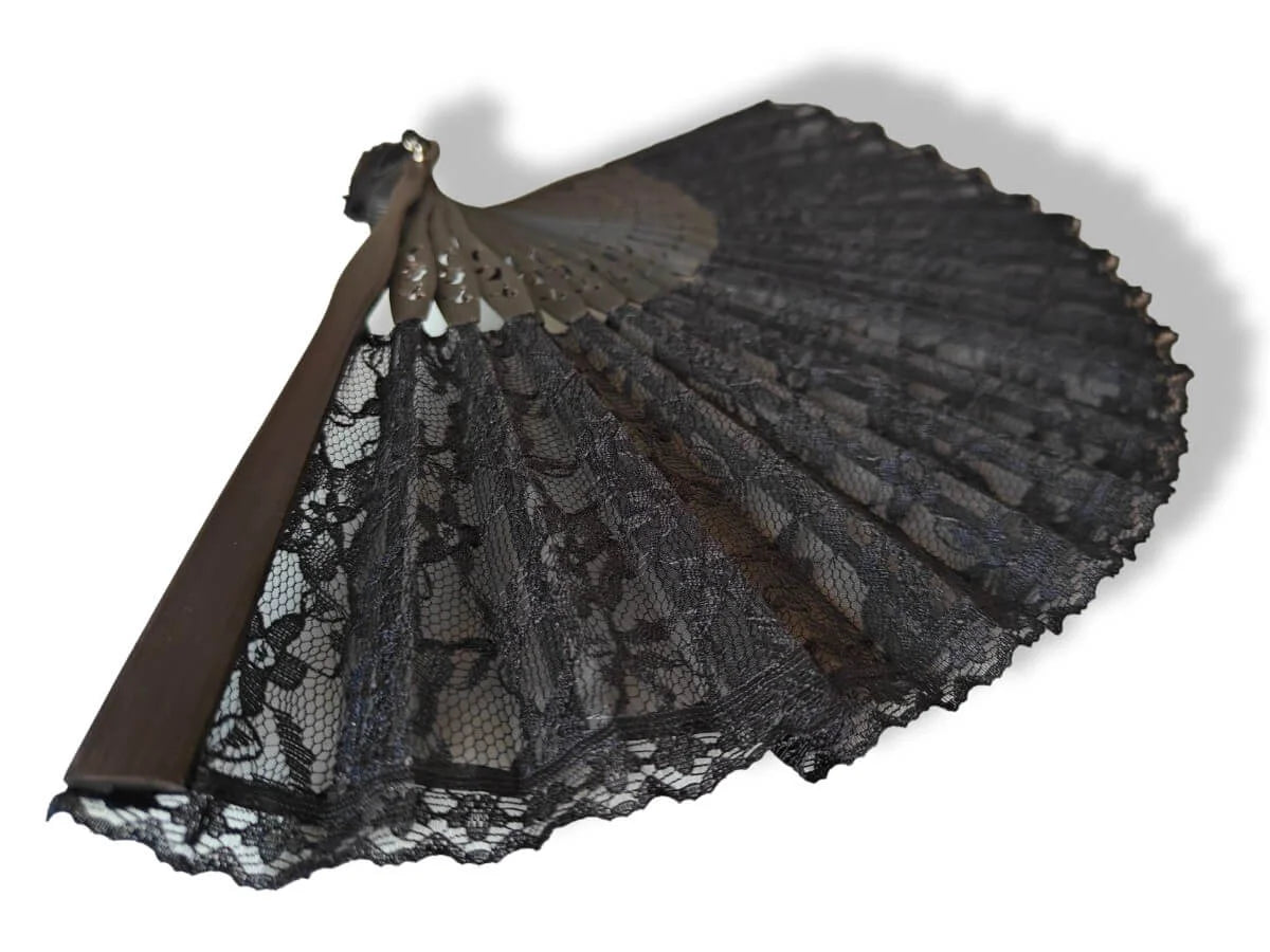 Ro Rox Gothic Black Lace Hand Fan