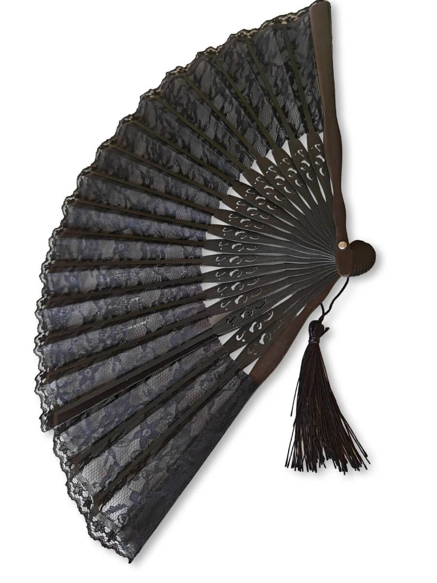 Ro Rox Gothic Black Lace Hand Fan