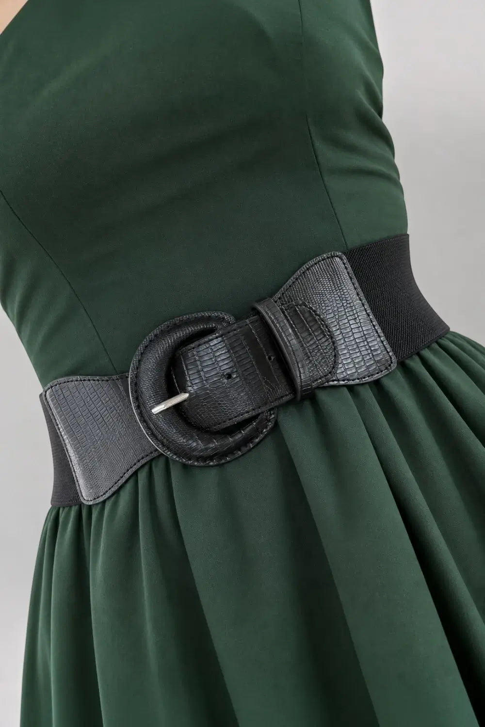 Ro Rox Wide Elasticated Waist Belt with Croc-Effect Buckle
