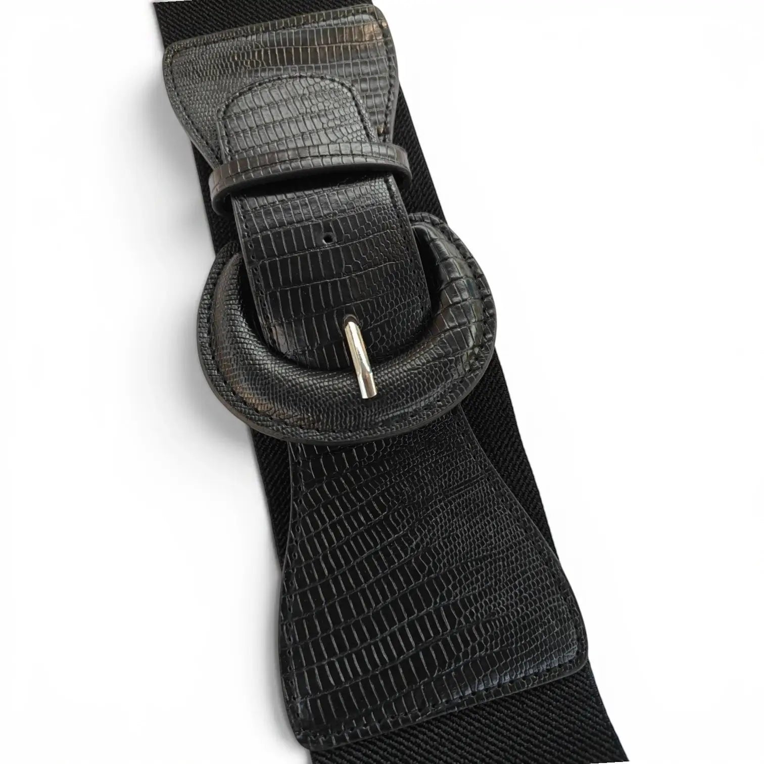 Ro Rox Wide Elasticated Waist Belt with Croc-Effect Buckle
