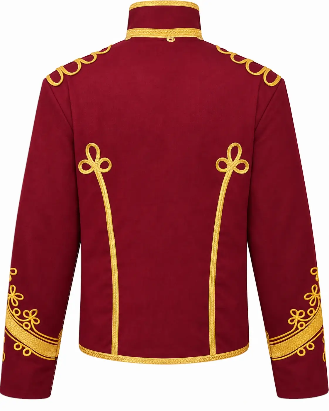 Ro Rox Men’s Adam Luxe Military Drummer Jacket – Burgundy Parade Hussar Style