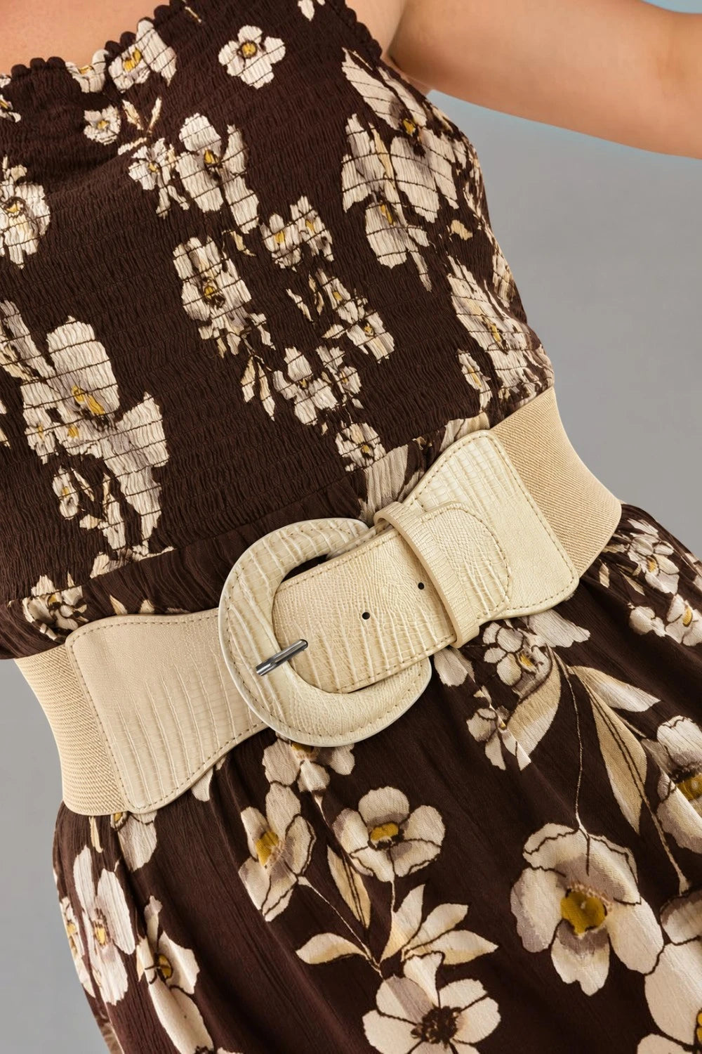 Ro Rox Wide Elasticated Waist Belt with Croc-Effect Buckle