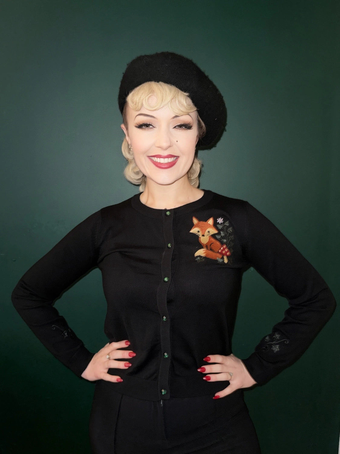 Ro Rox Fox Cardigan – Vintage Inspired Woodland Ivy Embroidered