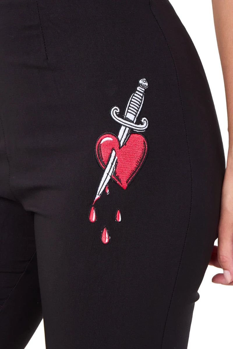 Ro Rox Ella Capri Pants – Heart Dagger Embroidery Retro 50s