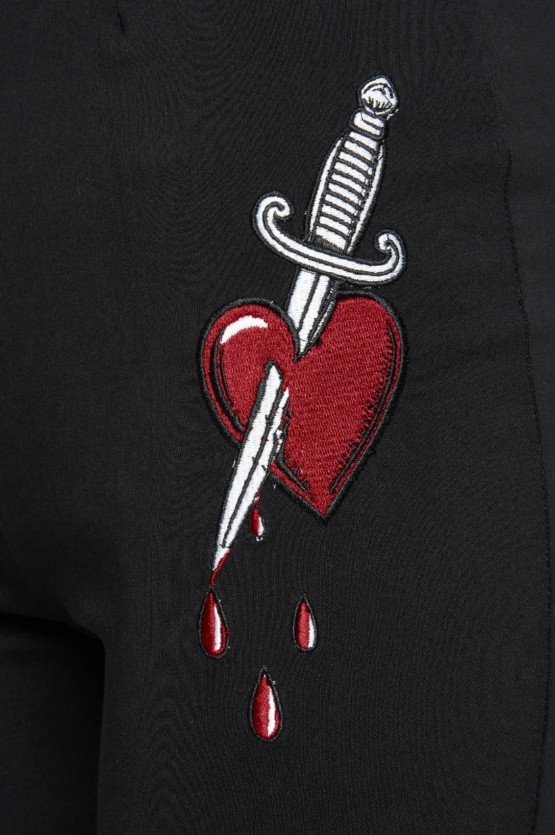 Ro Rox Ella Capri Pants – Heart Dagger Embroidery Retro 50s