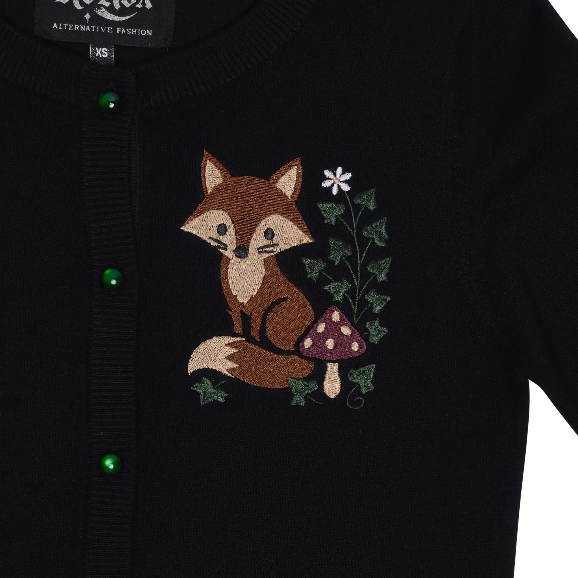 Ro Rox Fox Cardigan - Nature Inspired Ivy Embroidered Knit