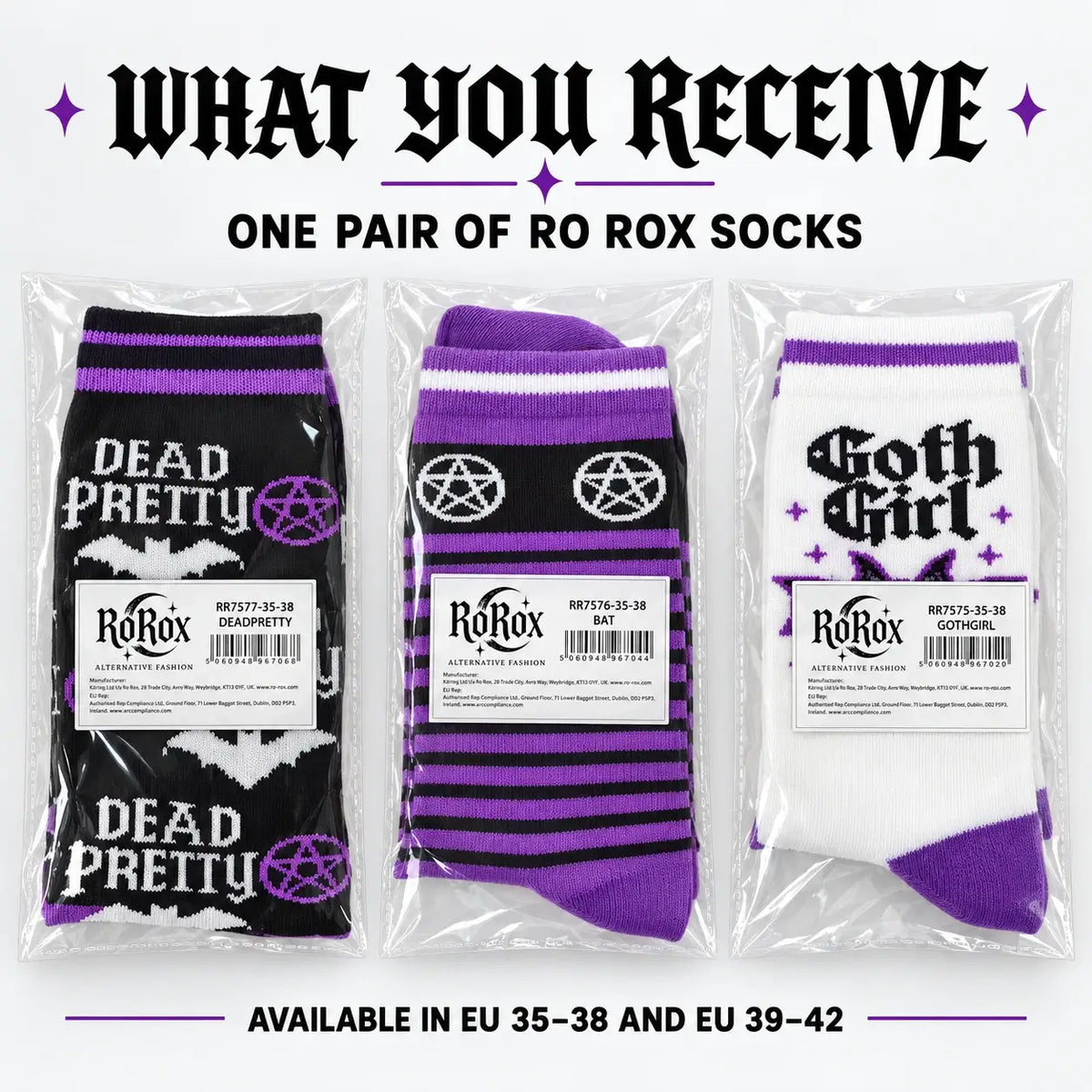 Ro Rox Goth Bat Socks Gothic Knitted Socks 3 Styles