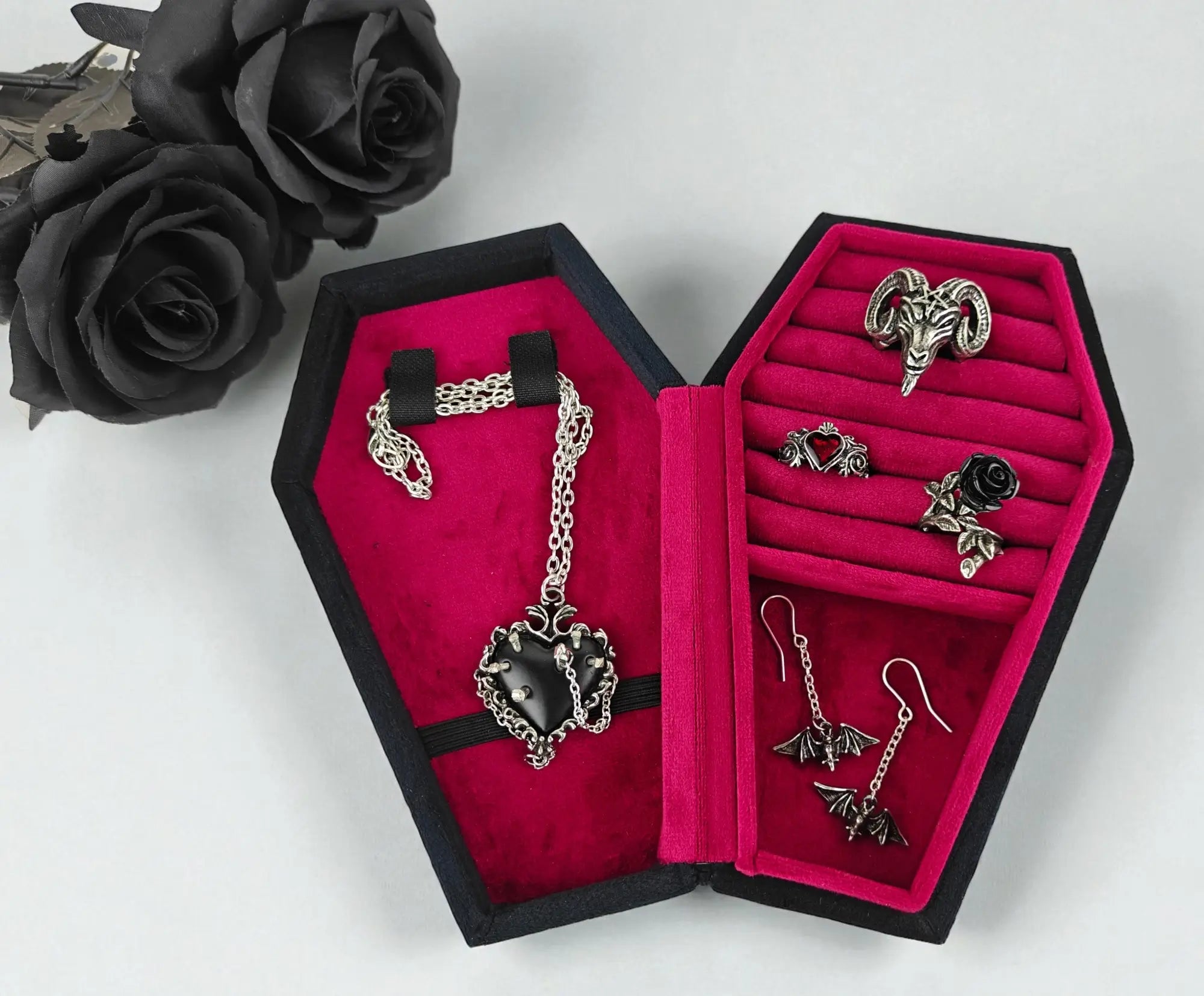 Gothic Coffin Jewellery Box – Velvet Lined Jewellery Case | Alt / Goth Gift Idea