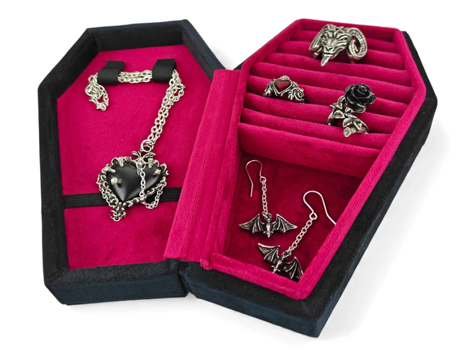 Gothic Coffin Jewellery Box – Velvet Lined Jewellery Case | Alt / Goth Gift Idea