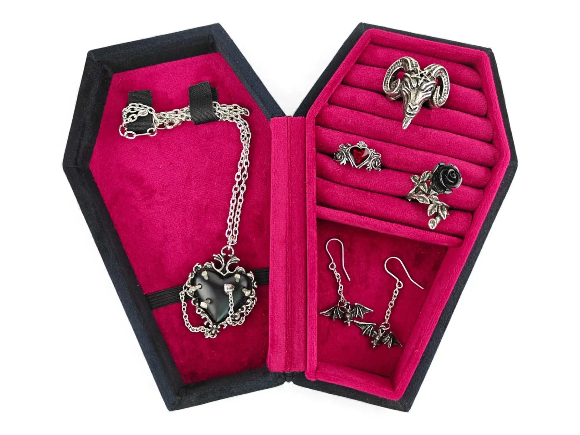 Gothic Coffin Jewellery Box – Velvet Lined Jewellery Case | Alt / Goth Gift Idea